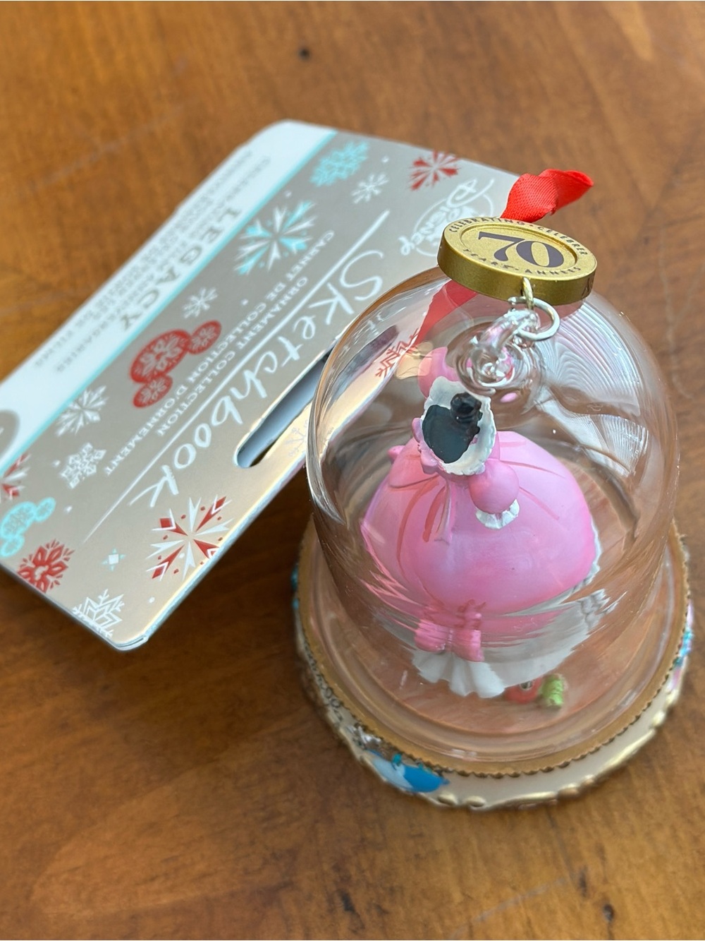 Disney Cinderella’s pink Dress Glass Dome Ornament 70th Anniversary - Picture 6 of 8